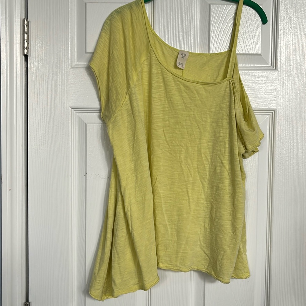 Free people yellow top. Large off shoulder short sleeve